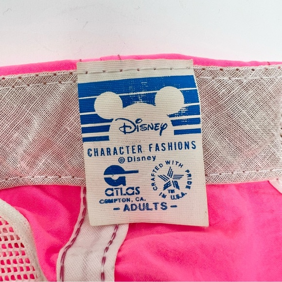 Vintage Disney Embroidered Mickey Mouse Baseball Hat 80s Unisex Flourescent Pink - Picture 6 of 6